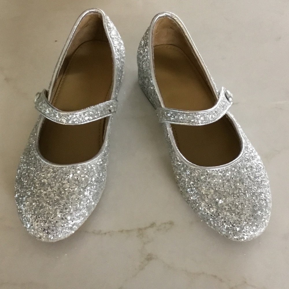 J. Crew Kids Sparkle Silver Mary Jane Shoes